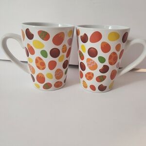 Colorful Egg Galerie Reese's Easter themed mugs Pair Hershey Coffee Tea Cups